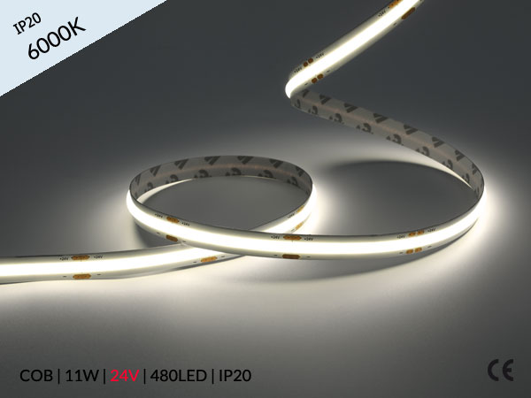 LED pásek COB 24V / 480LED / 11W / 6000K / IP20 / 8mm